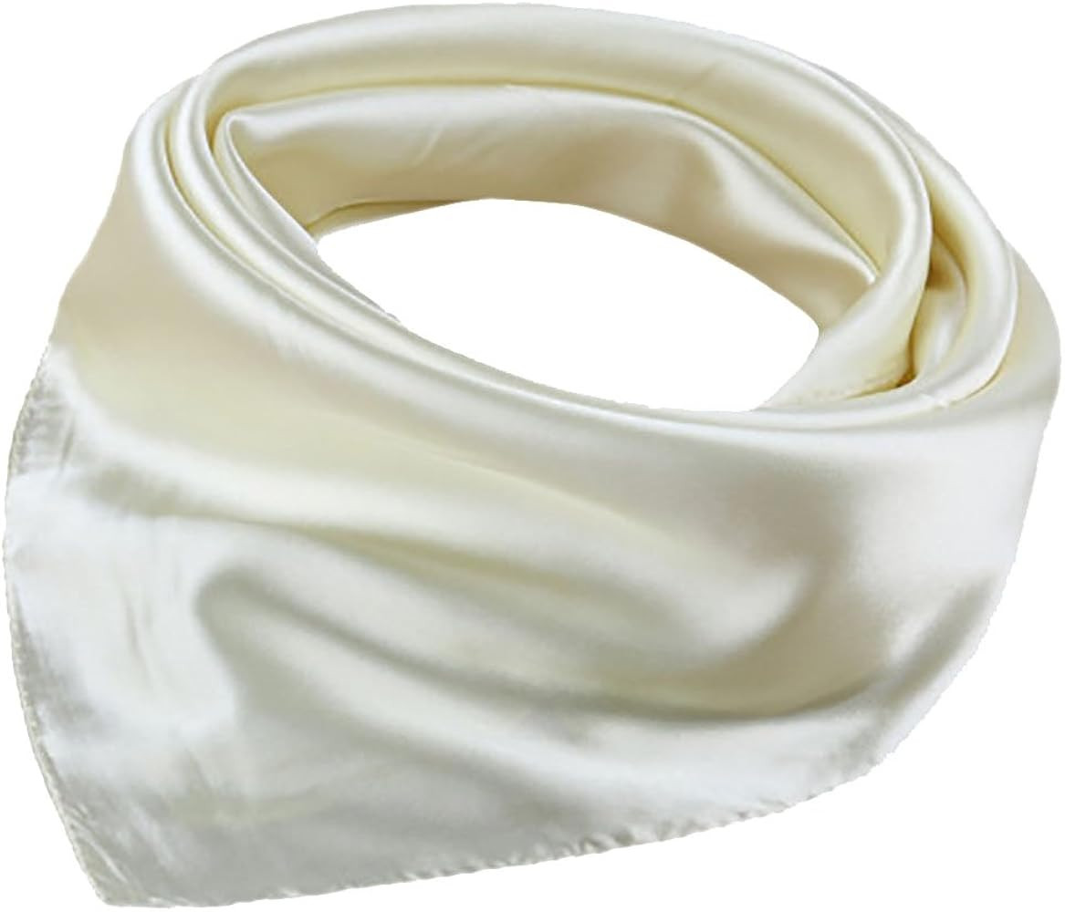 X&F Women's Solid Stain Charmeuse Neckerchief Square Scarf 23" * 23" | Amazon (US)