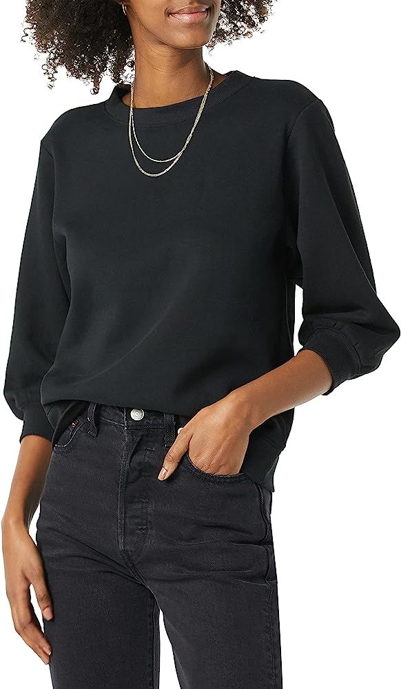 Amazon Essentials Women's French Terry Fleece Sleeve Detail Crewneck Sweatshirt | Amazon (US)