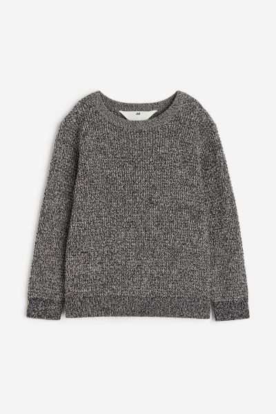 Waffle-knit Sweater - Black melange - Kids | H&M US | H&M (US + CA)