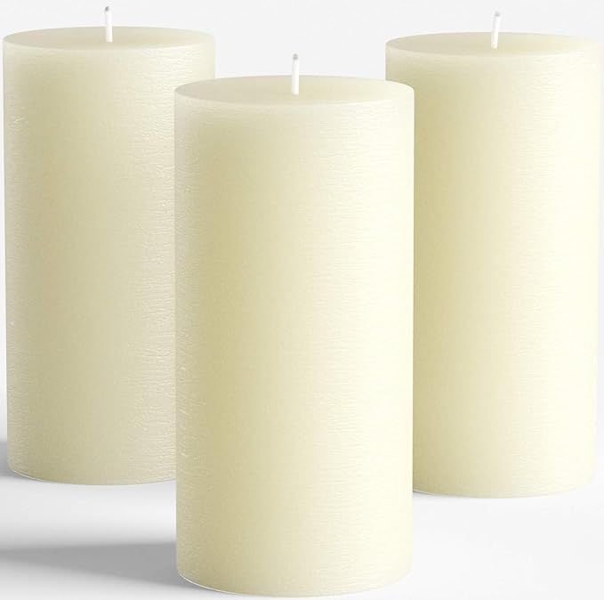 Set of 3 Pillar Candles 3" x 6" Unscented Handpoured Weddings, Home Decoration, Restaurants, Spa,... | Amazon (US)