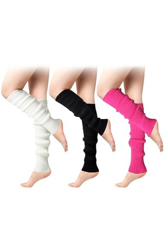 Passionbility 3/2 Pairs Leg Warmers for Women - Leg Warmers 80s Ribbed Knitted Long Socks for Party Sports | Amazon (US)