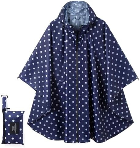 Fashion Hooded Rain Poncho Waterproof Raincoat Jacket with pocket for Women/Men/Adult | Amazon (US)