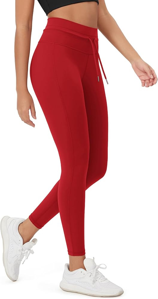 ODODOS Women's Drawstring Tie Daily Leggings 25" / 28" High Waist Workout Yoga Pants | Amazon (US)