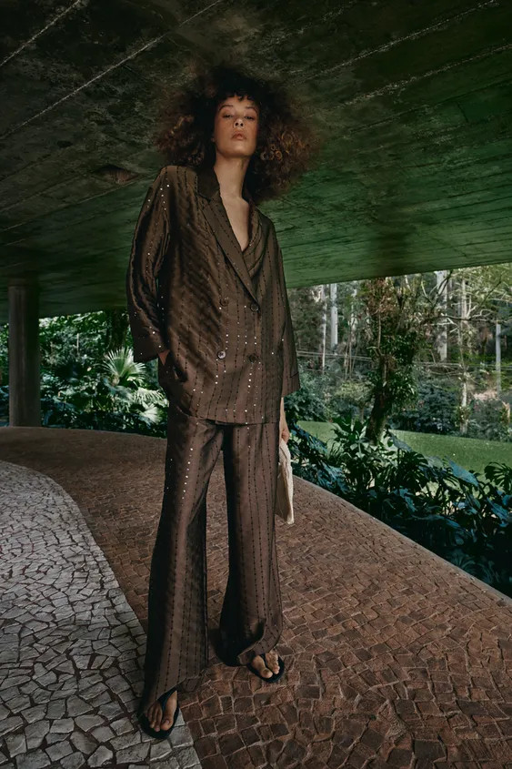 SEQUIN DOUBLE-BREASTED BLAZER | Zara UK