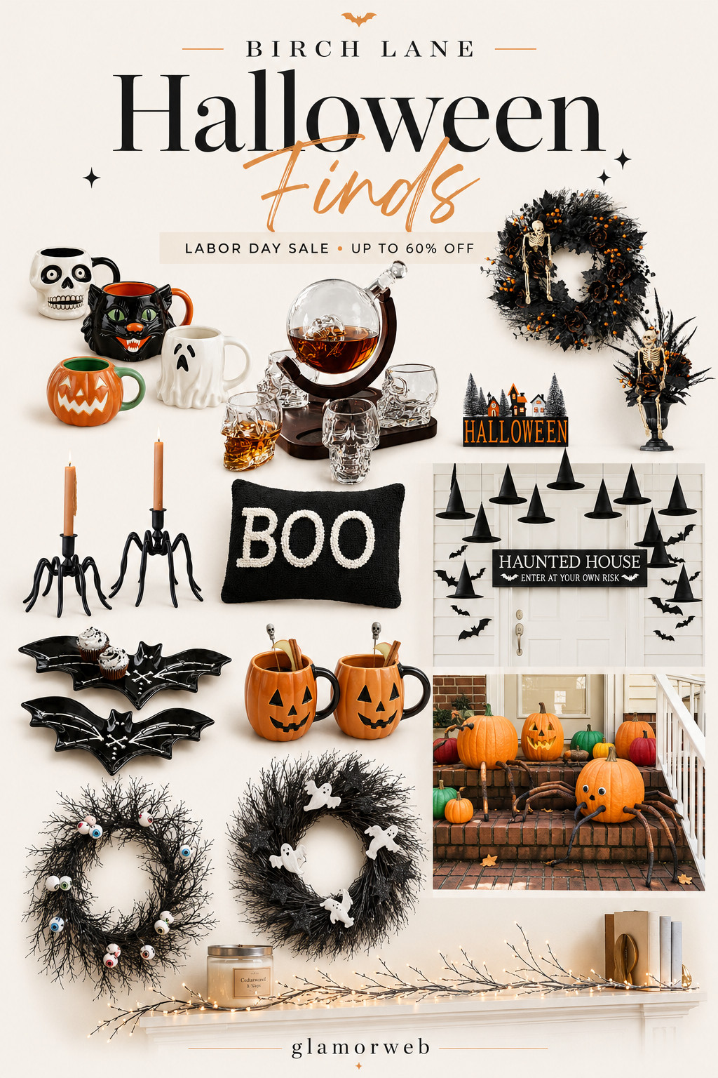 I found the cutest Birch Lane Halloween finds and so many are included in the Labor Day Sale with savings up to 60% off 🎃👻 From spooky mugs and skull glassware to BOO pillows, creepy wreaths, spider candle holders, pumpkin decor, bat serving plates, porch signs and glowing garlands—there are so many fun pieces to make your home feel Halloween-ready without going totally over the top. Perfect for the porch, mantel, kitchen, entryway and Halloween party setup. 🕯️🖤

#BirchLane #BirchLaneFinds #LaborDaySale #LaborDayDeals #HalloweenDecor #HalloweenFinds #HalloweenHomeDecor #SpookyDecor #SpookySeason #FallDecor #FallHomeDecor #HalloweenPorch #HalloweenPorchDecor #HalloweenWreath #SpookyWreath #GhostWreath #PumpkinDecor #HalloweenMugs #PumpkinMug #SkullDecor #SkullGlassware #HalloweenTableDecor #HalloweenTablescape #HalloweenPartyDecor #SpiderCandleHolder #HalloweenCandles #BooPillow #HalloweenThrowPillow #BatDecor #HalloweenServingware #HalloweenWallDecor #HauntedHouseDecor #HalloweenGarland #MantelDecor #FallMantel #HalloweenKitchen #HalloweenEntryway #CozyHalloween #CuteHalloweenDecor #HalloweenDecorIdeas #FallHomeInspo #HalloweenHomeInspo #SeasonalDecor #OctoberDecor #Halloween2026 

 #LTKSeasonal #LTKHome #LTKSaleAlert