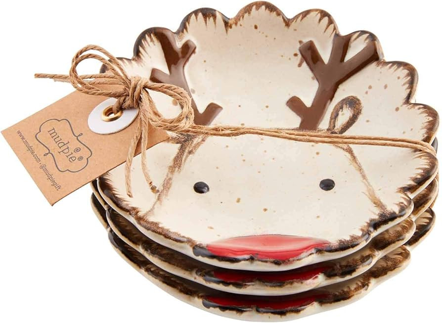 Mud Pie REINDEER FARMHOUSE DIP DISHES, 4" dia | Amazon (US)
