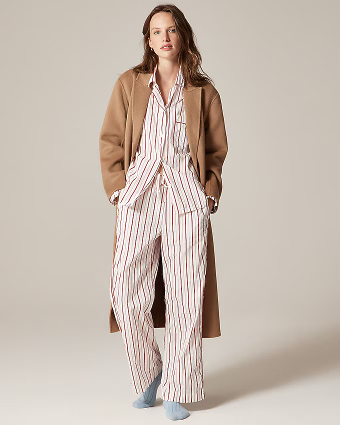 Cotton poplin long-sleeve pajama pant set in peppermint stripe | J. Crew US