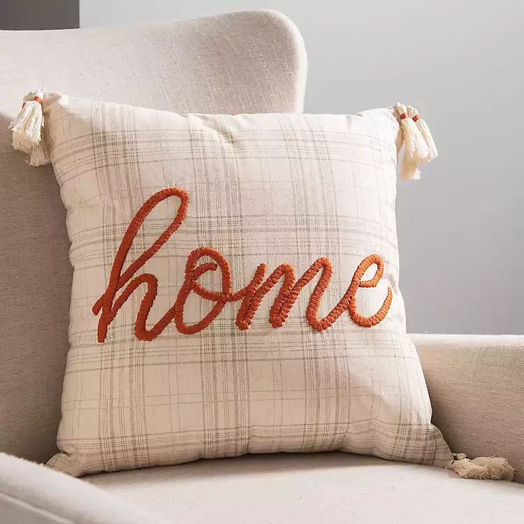 Embroidered Home Pillow with Corner Tassels | Kirkland's Home