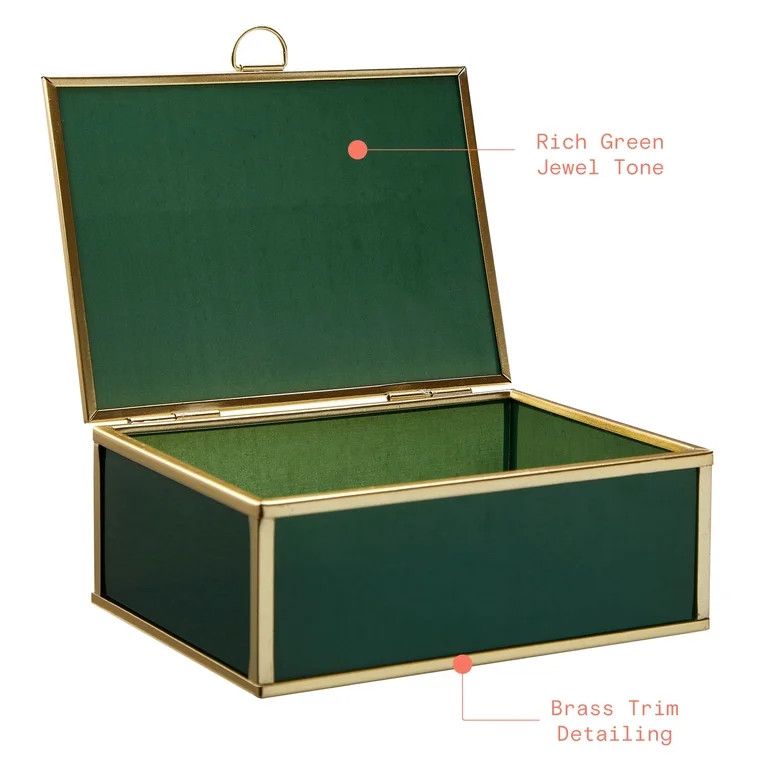 Beautiful 5.9"x 4.33" Green Glass Trinket Box by Drew Barrymore | Walmart (US)