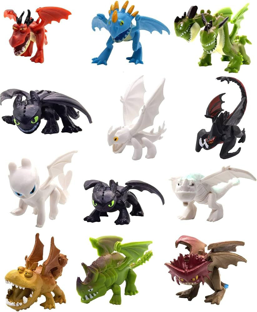 Toysvill How to Train Your Dragon Mini Figures Set, 12 Piece Multicolor Plastic Dragons, Cake Top... | Amazon (US)