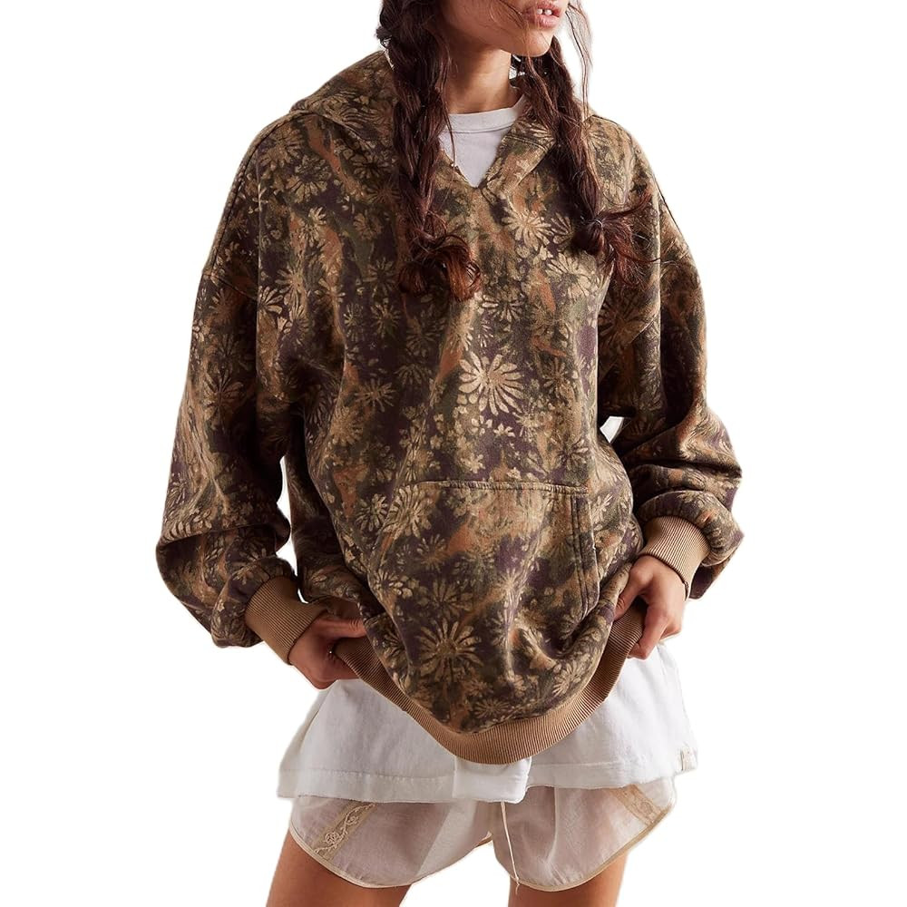 Yuemengxuan Womens Graphic Hoodies Y2K Floral Oversized Sweatshirt Aesthetic Preppy Vintage Cute ... | Amazon (US)