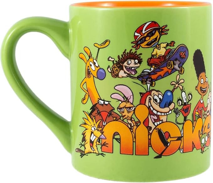 Silver Buffalo Nickelodeon Logo and Characters 90s Nostalgia Ceramic Mug, 14 Ounces | Amazon (US)