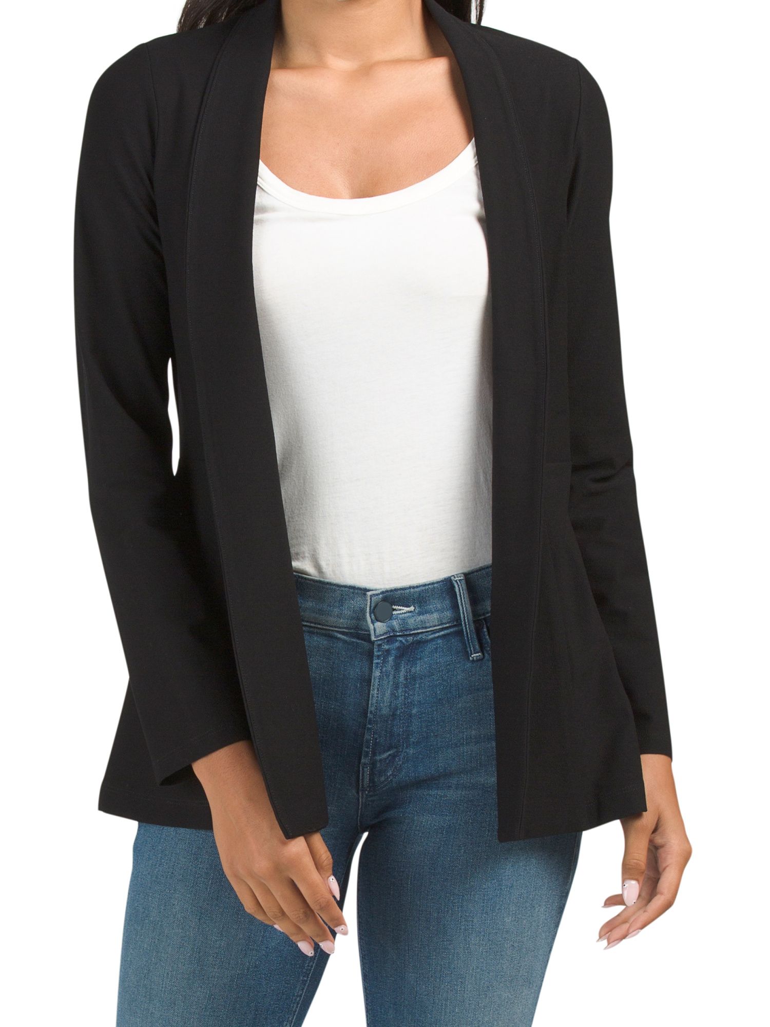 Petite Washable Stretch Crepe Long Jacket | TJ Maxx