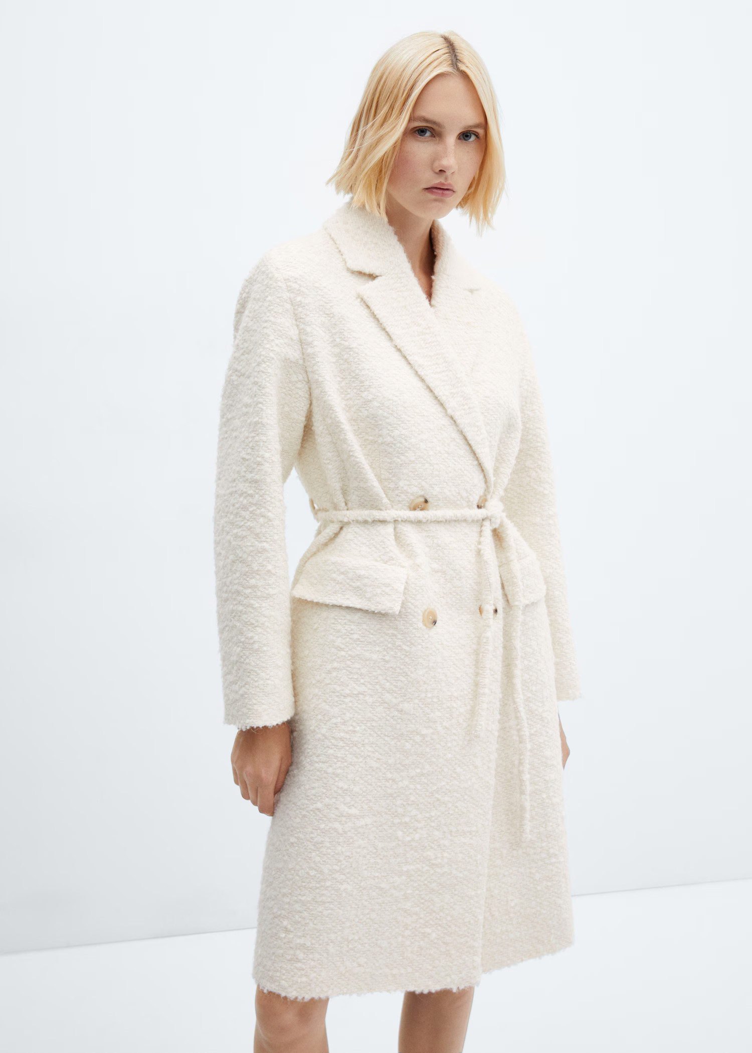 Coat with lapels and belt - Women | MANGO United Kingdom | MANGO (UK)