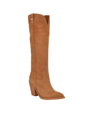 GUESS Women's Sashan Knee-High Topstitched Western Boots - Macy's | Macy's