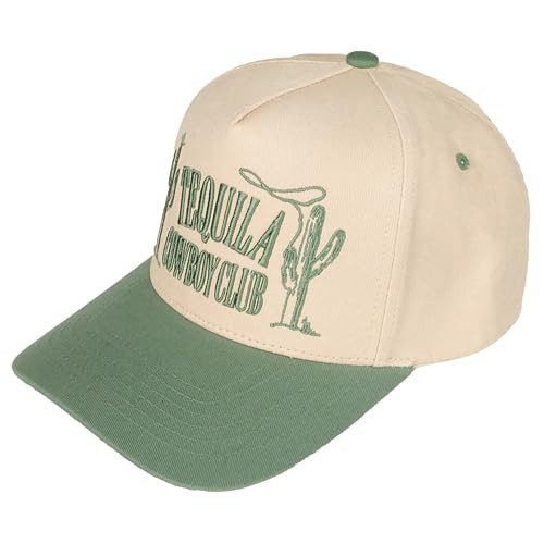 ScarvesMe Women Fashion Tequila Cowboy Club Lettering Embroidered Snapback Trucker Cotton Baseball Cap Hat (Sage) | Amazon (US)