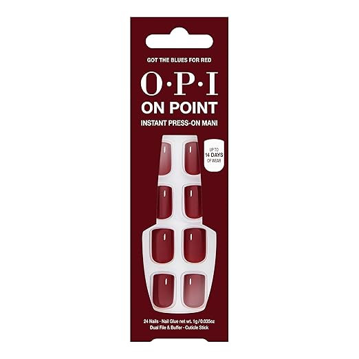 OPI On Point Press On Nails | Short Round Classic & Accent Nail Art Press On Nails | 24 Count Wit... | Amazon (US)