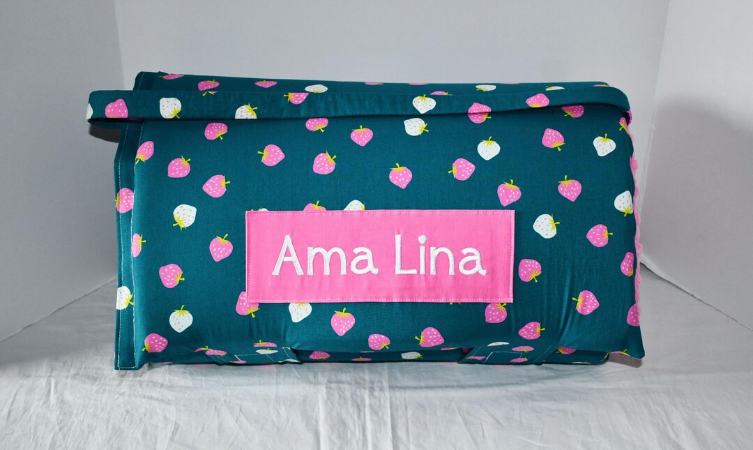 Story Time Strawberry Fruit Garden Floral Kids Nap Mat With Pink Minky Dot Blanket, Preschool Kin... | Etsy (US)