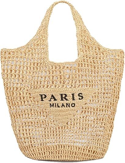 New Woven Bag, Straw Mesh Tote Bag, Beach, Shoulder Bag, Hobo Women, Foldable Large Capacity, for... | Amazon (US)