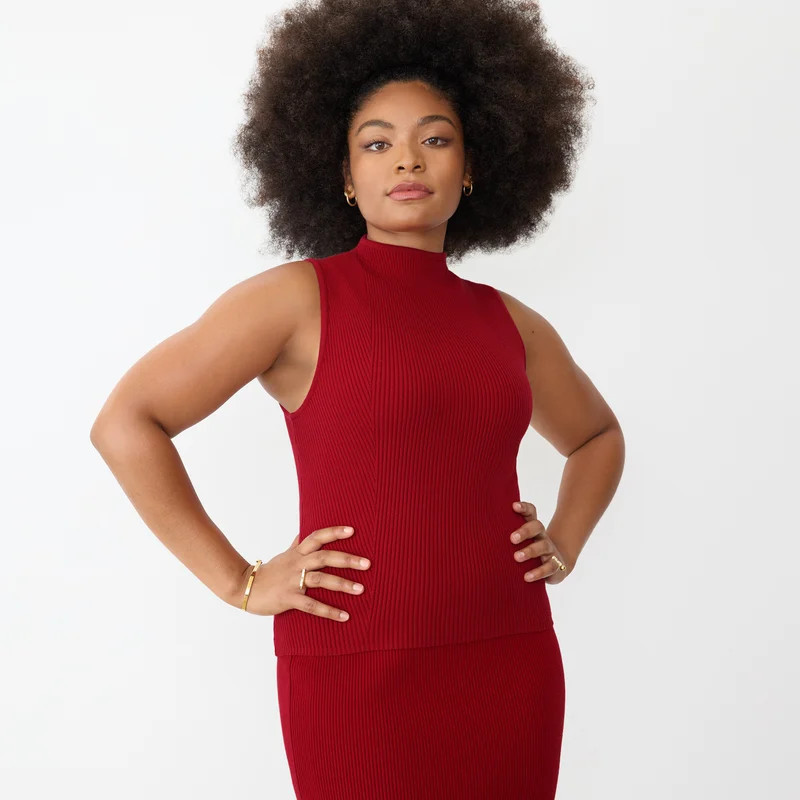 GSTQ Sleeveless Ribbed Turtleneck Dress - Berry (Red) - XL/XXL | Verishop