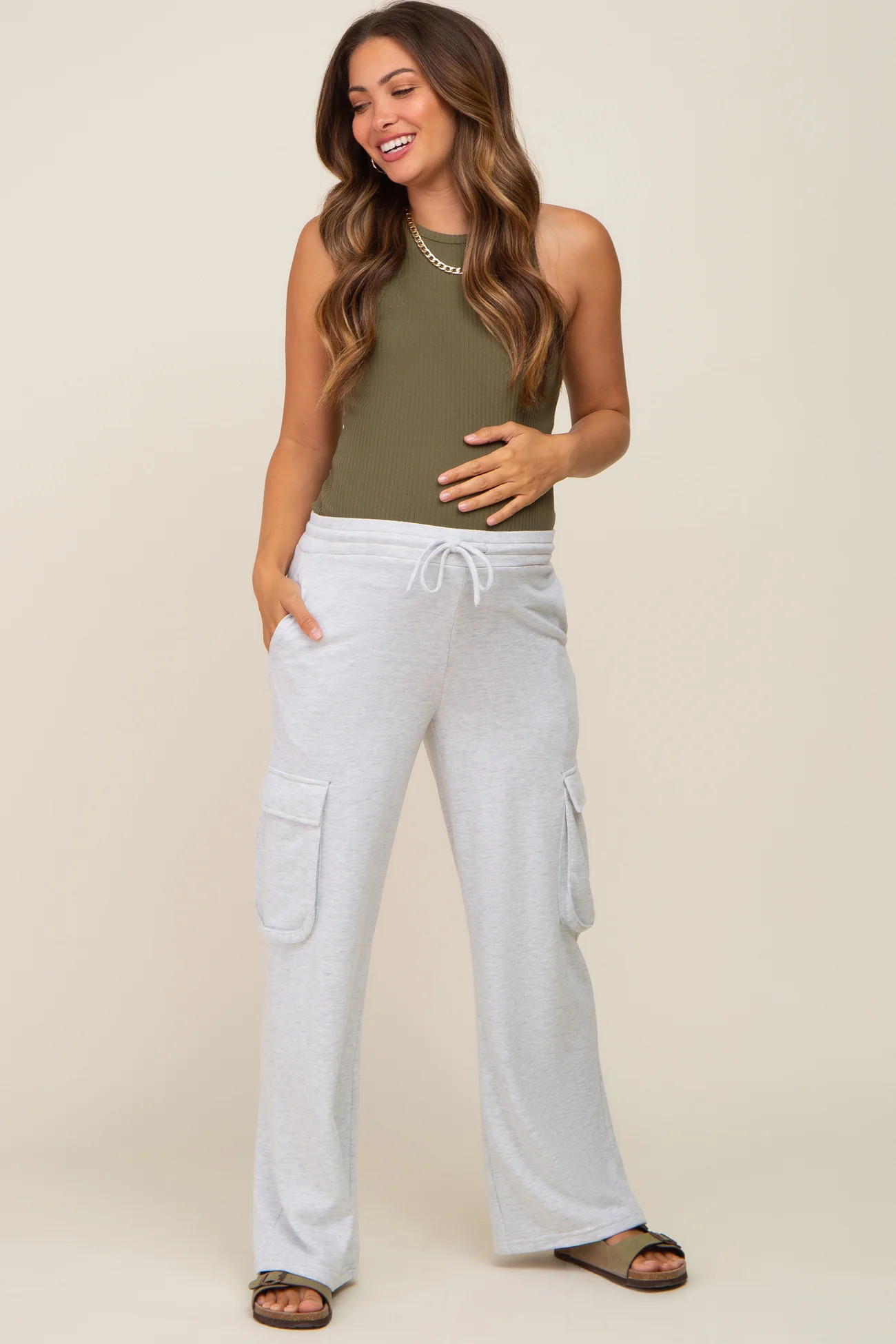 Heather Grey Pocketed Maternity Sweatpants | PinkBlush Maternity