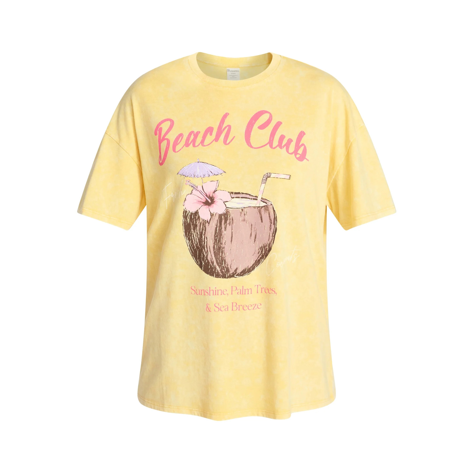 No Boundaries Graphic Oversized Boyfriend Tee, Women's XXS-XXL | Walmart (US)