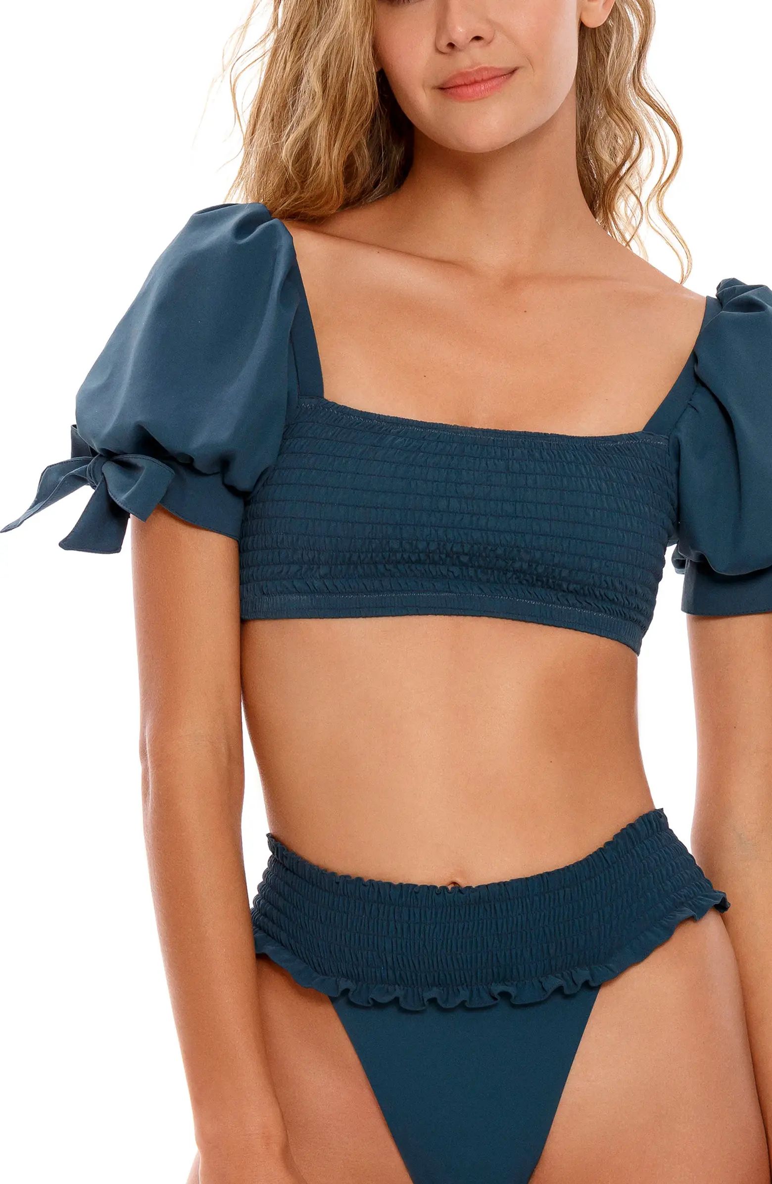 Eileen Fera Puff Sleeve Bikini Top | Nordstrom