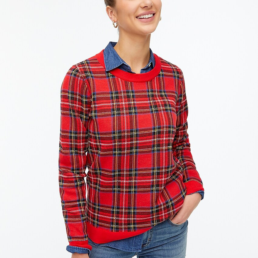 Tartan jacquard pullover sweater | J.Crew Factory