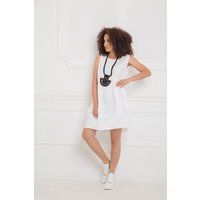 White Linen Dress, Midi Summer Loose Clothing, Plus Size Sleeveless Casual Oversize | Etsy (US)