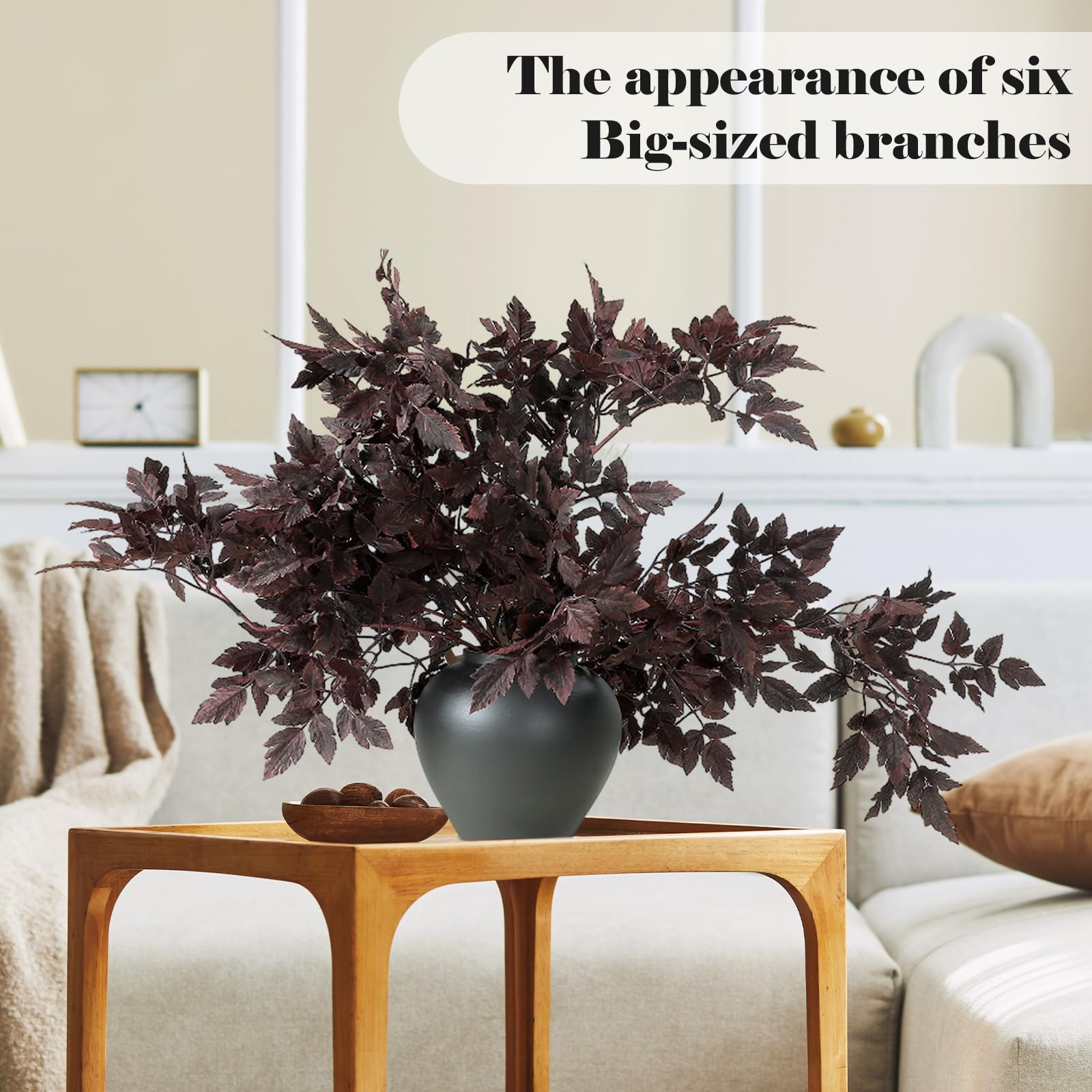 Lyrow 6 Pack Artificial Cimicifuga Plant Leaf Spray Faux Plum Faux Fall Spray Silk Plants Cimicif... | Amazon (US)