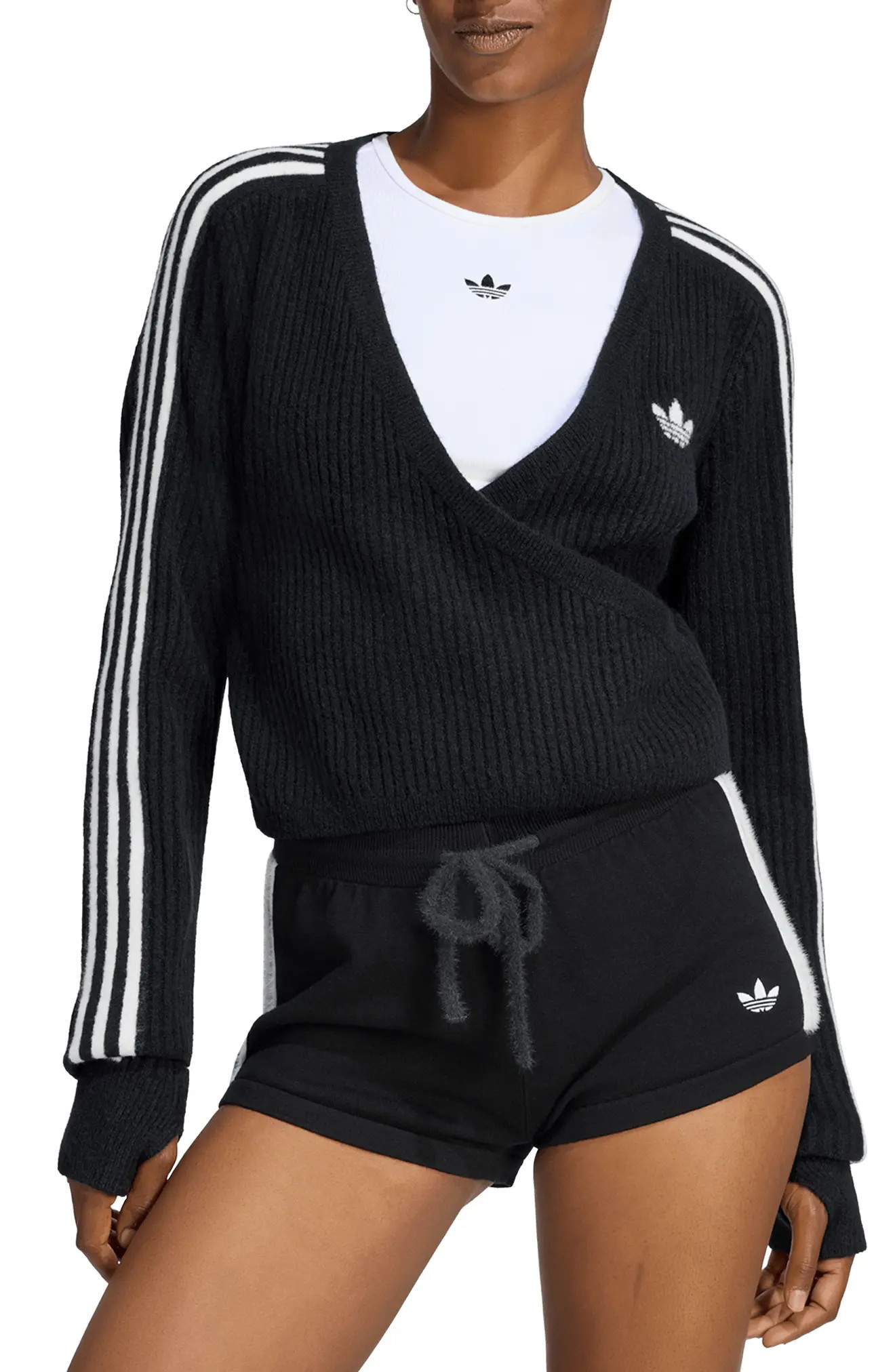 adidas Originals Rib Surplice Cardigan (Women) | Nordstrom | Nordstrom