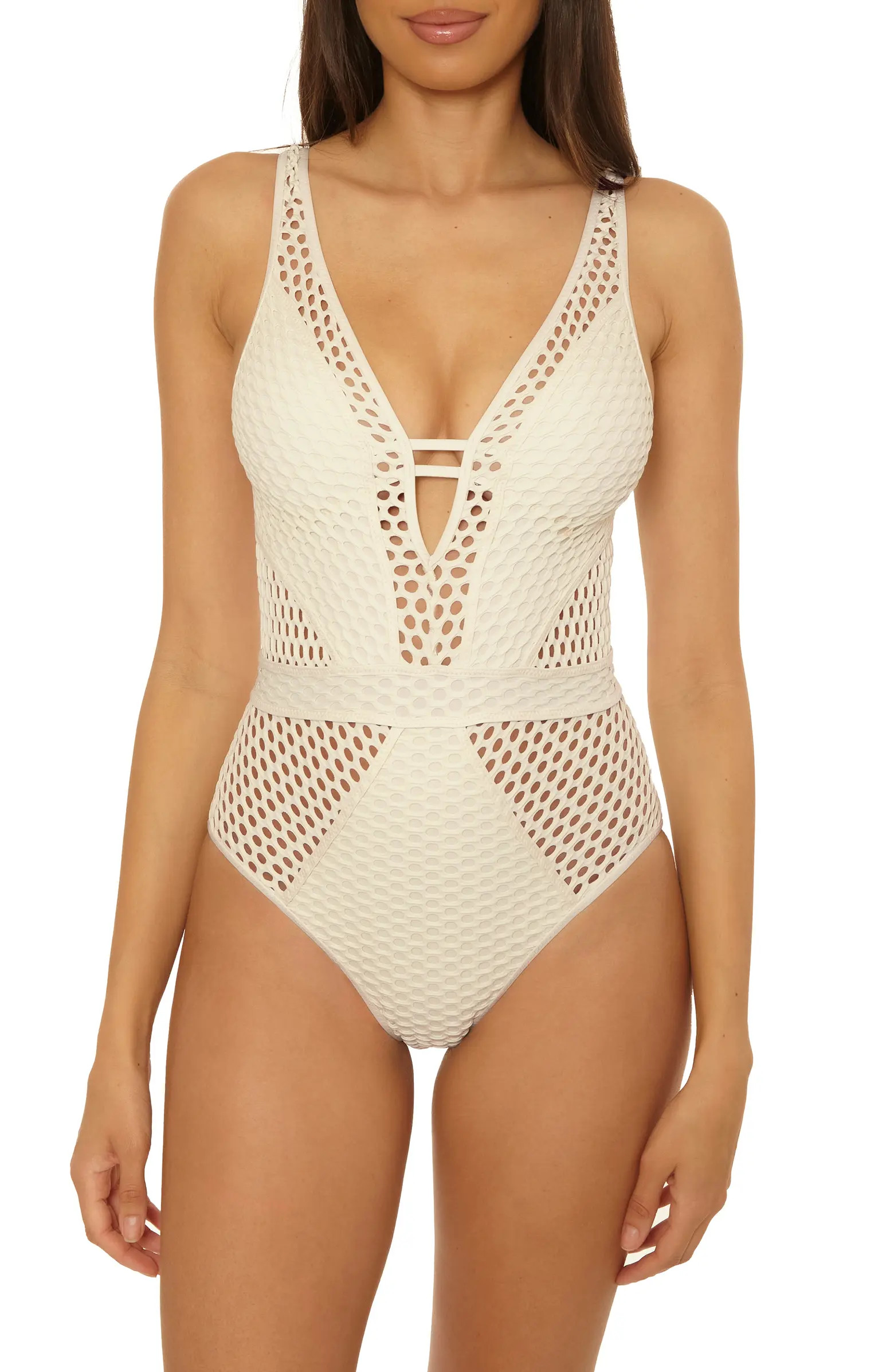 Castaway Fishnet Plunge One-Piece Swimsuit | Nordstrom