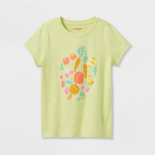 Girls' 'Veggies' Short Sleeve Graphic T-Shirt - Cat & Jack™ Light Lime | Target