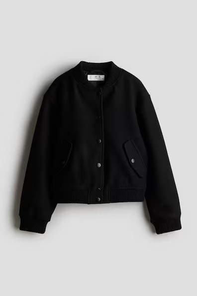 H & M - Felted Bomber Jacket - Black | H&M (US + CA)