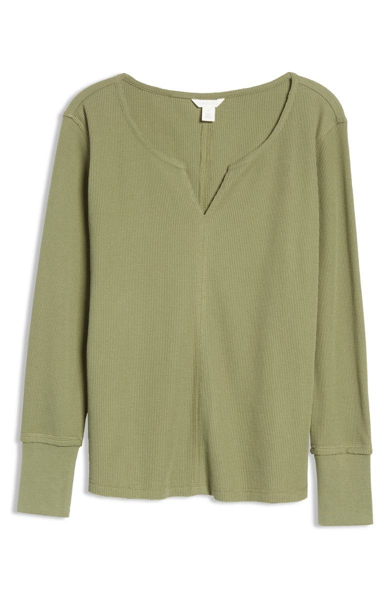 Split Neck Organic Cotton Blend Thermal Knit Top | Nordstrom