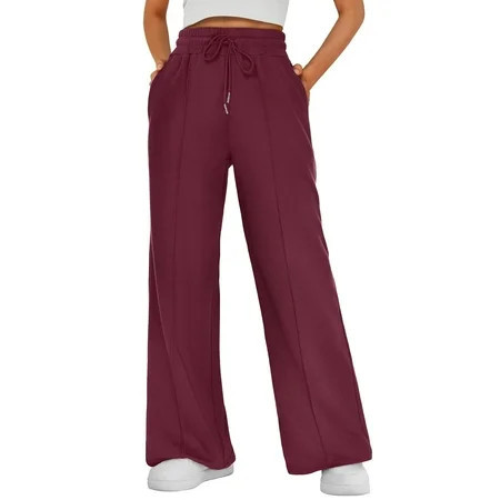 SUNBS Womens Sweatpants Wide Leg Cargo Sweatpants Work Baggy Sweat Pants Elevated Seams Cotton Casual Pants with Pockets | Walmart (US)