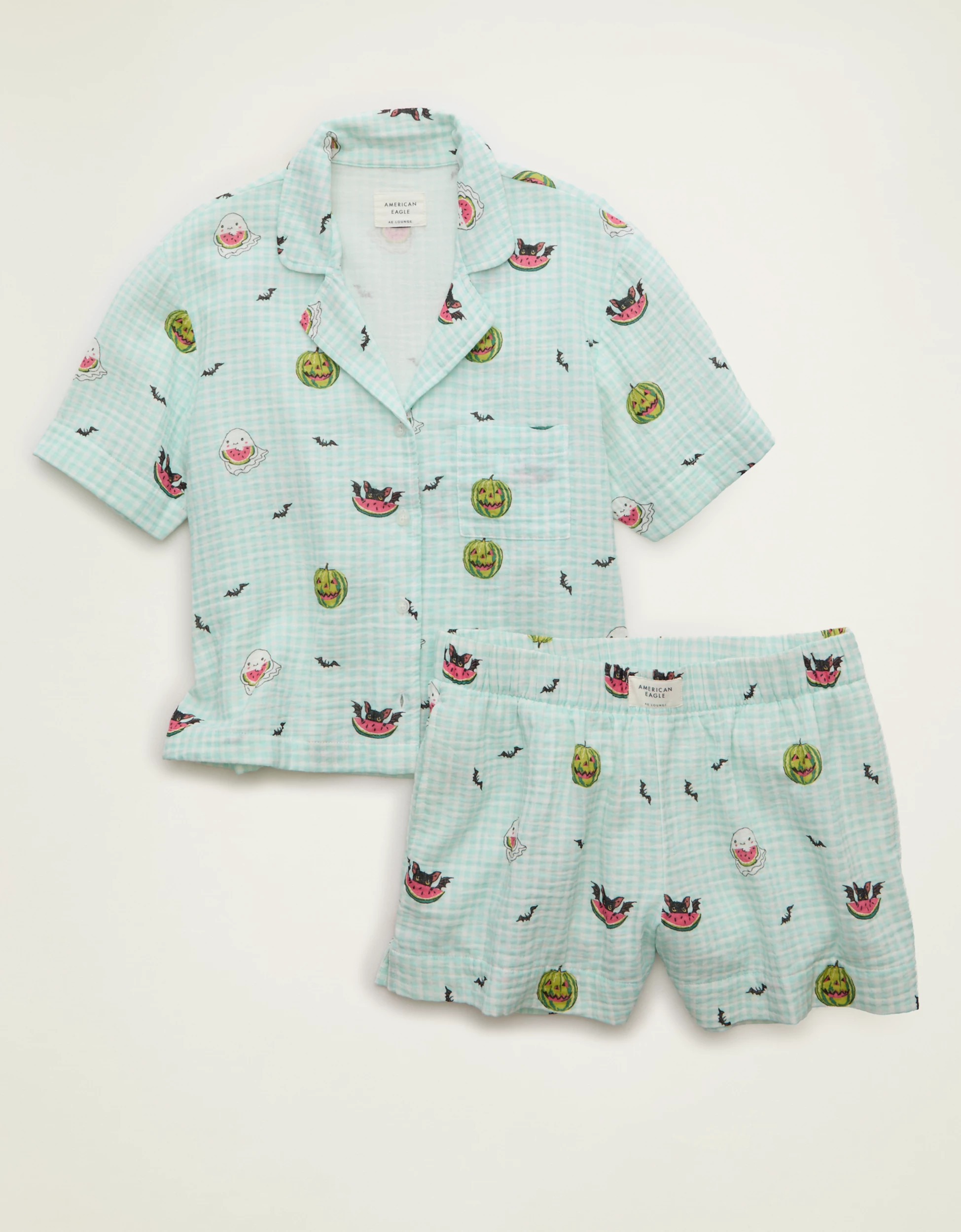 AE Cotton Gauze Short-Sleeve PJ Set | American Eagle Outfitters (US & CA)