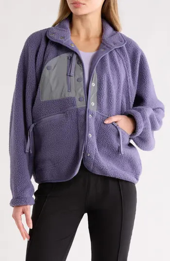 FP Movement by Free People FP Movement Hit the Slopes Reflective Fleece Jacket in Graphite Combo at Nordstrom Rack, Size Medium | Nordstrom Rack