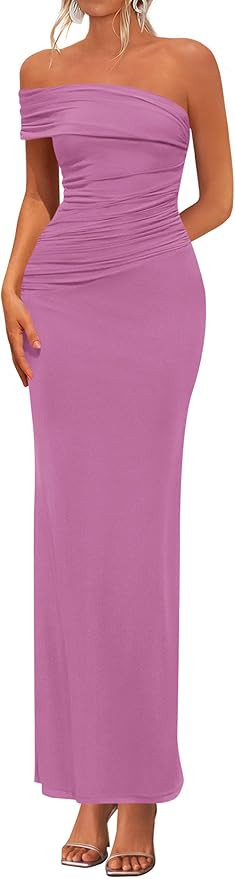 PRETTYGARDEN Women's 2026 Wedding Guest Cocktail Dresses One Off the Shoulder Ruched Bodycon Form... | Amazon (US)