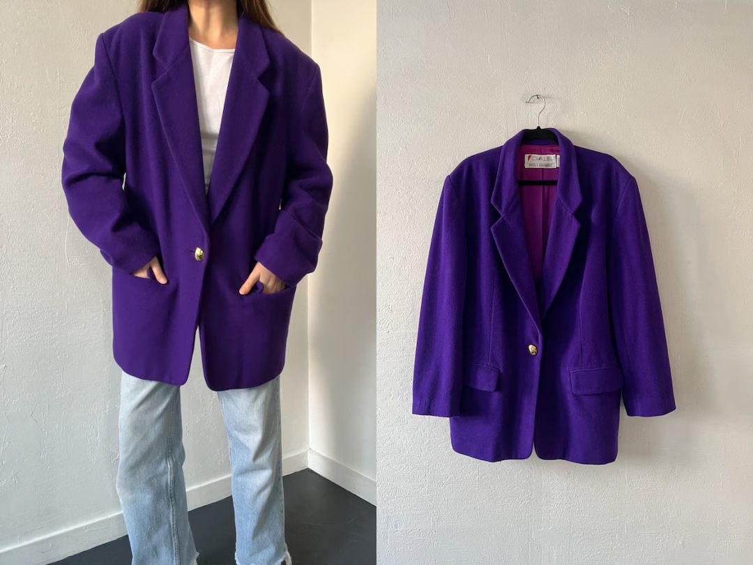 Vintage Purple Wool Coat - Etsy | Etsy (US)