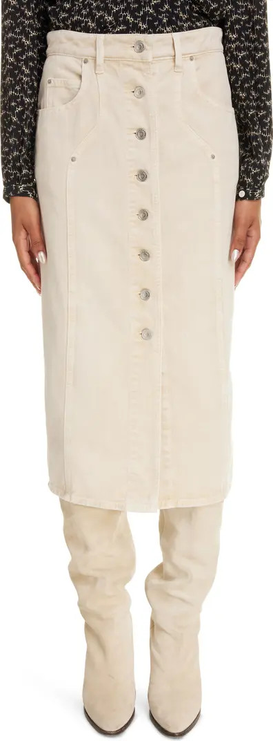 Vandy Front Button Denim Midi Skirt | Nordstrom