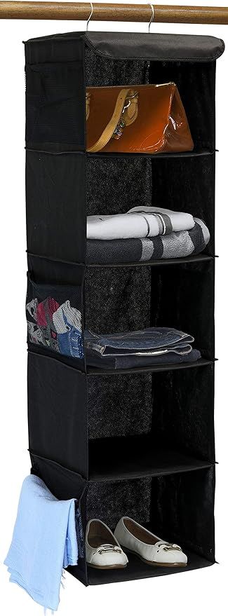 Simple Houseware 5 Shelves Hanging Closet Organizer, Black | Amazon (US)