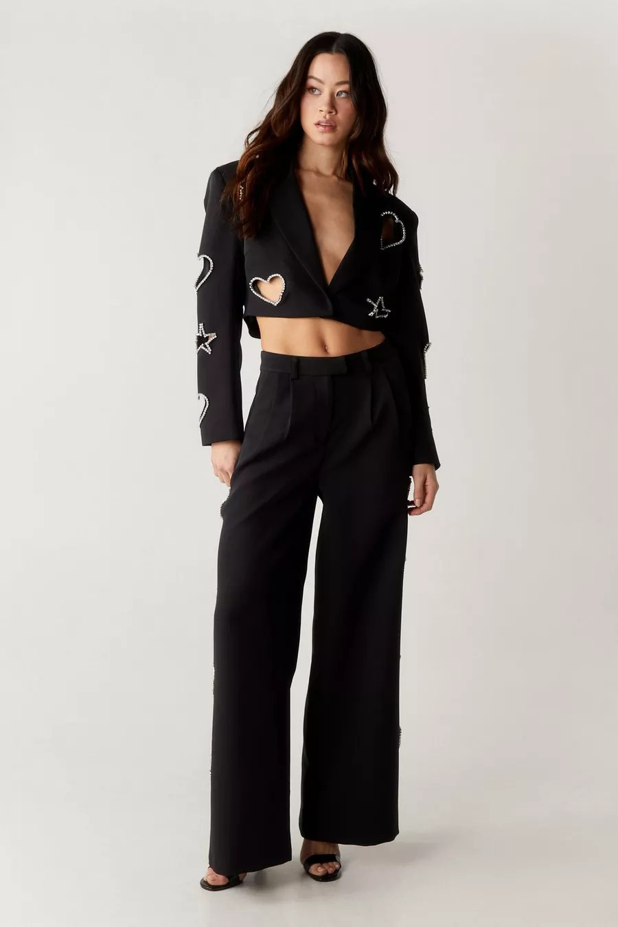 Premium Cut Out Embellished Cropped Blazer | Nasty Gal US