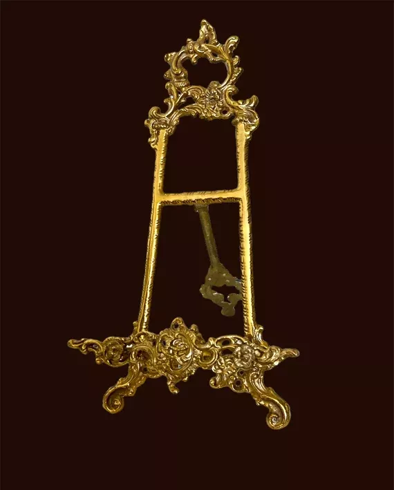 Brass Picture Frame Easel Stand Ornate Vintage Victorian Style