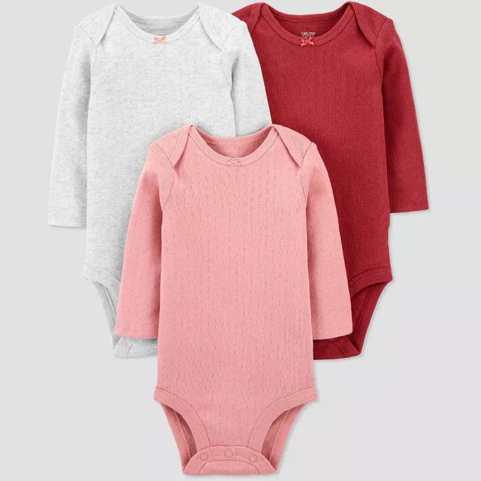 Baby Girls' 3pk Long Sleeve Basic Bodysuit - Just One You® made by carter's Pink | Target