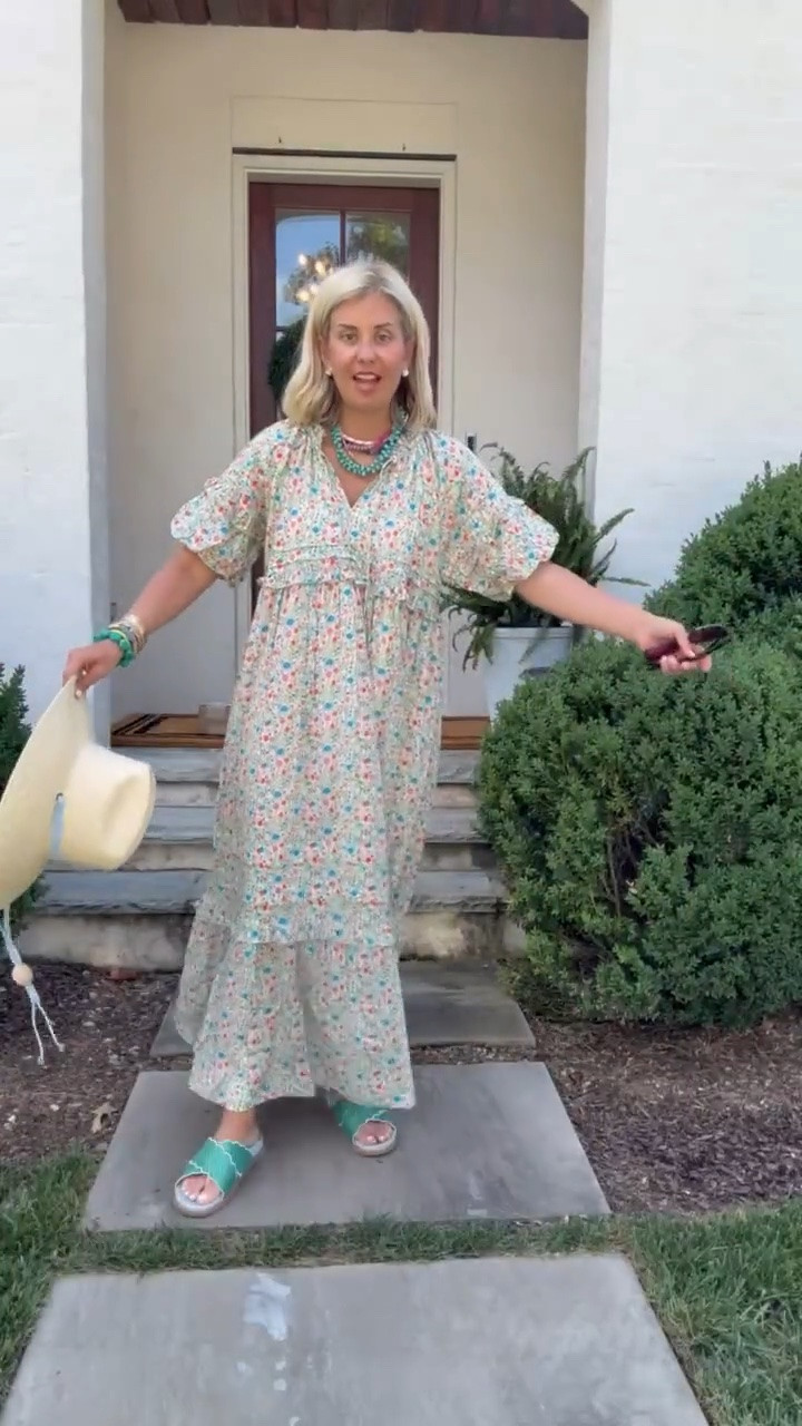 Y’all are going to swoon with me over this dress! Absolutely love this one and the hat…I’m obsessed! 
I’m in xs dress, 8 sandal tts and m/l hat.￼
*Codes:
Sunshine Tienda - mixandmatch 
Allie + Bess - Catherine20

#LTKSeasonal #LTKdayinmylife #LTKSwim