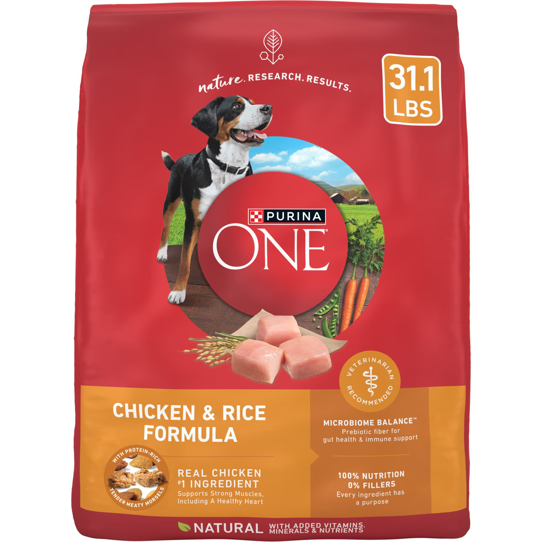 Purina ONE SmartBlend Chicken & Rice Premium Dry Dog Food, 31.1-lb bag | Chewy
