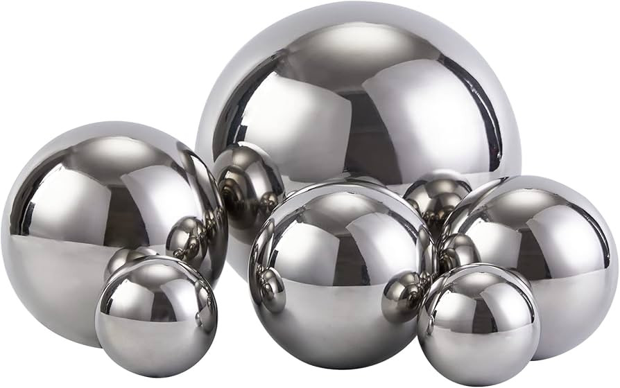 Stainless Steel Decorative Balls, Shiny Decorative Orbs for Centerpiece Decor, Set of 6 | Amazon (US)
