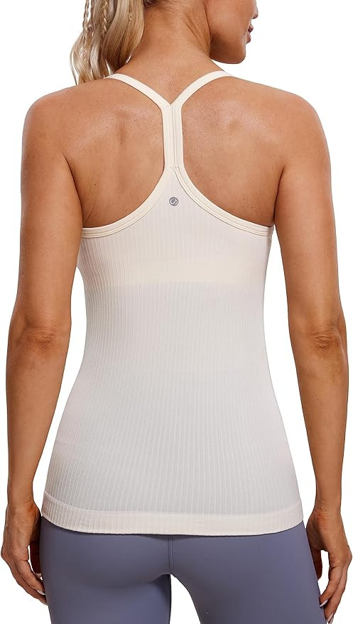 CRZ YOGA Seamless Workout Tank Tops for Women Racerback Athletic Camisole Sports Shirts with Buil... | Amazon (US)