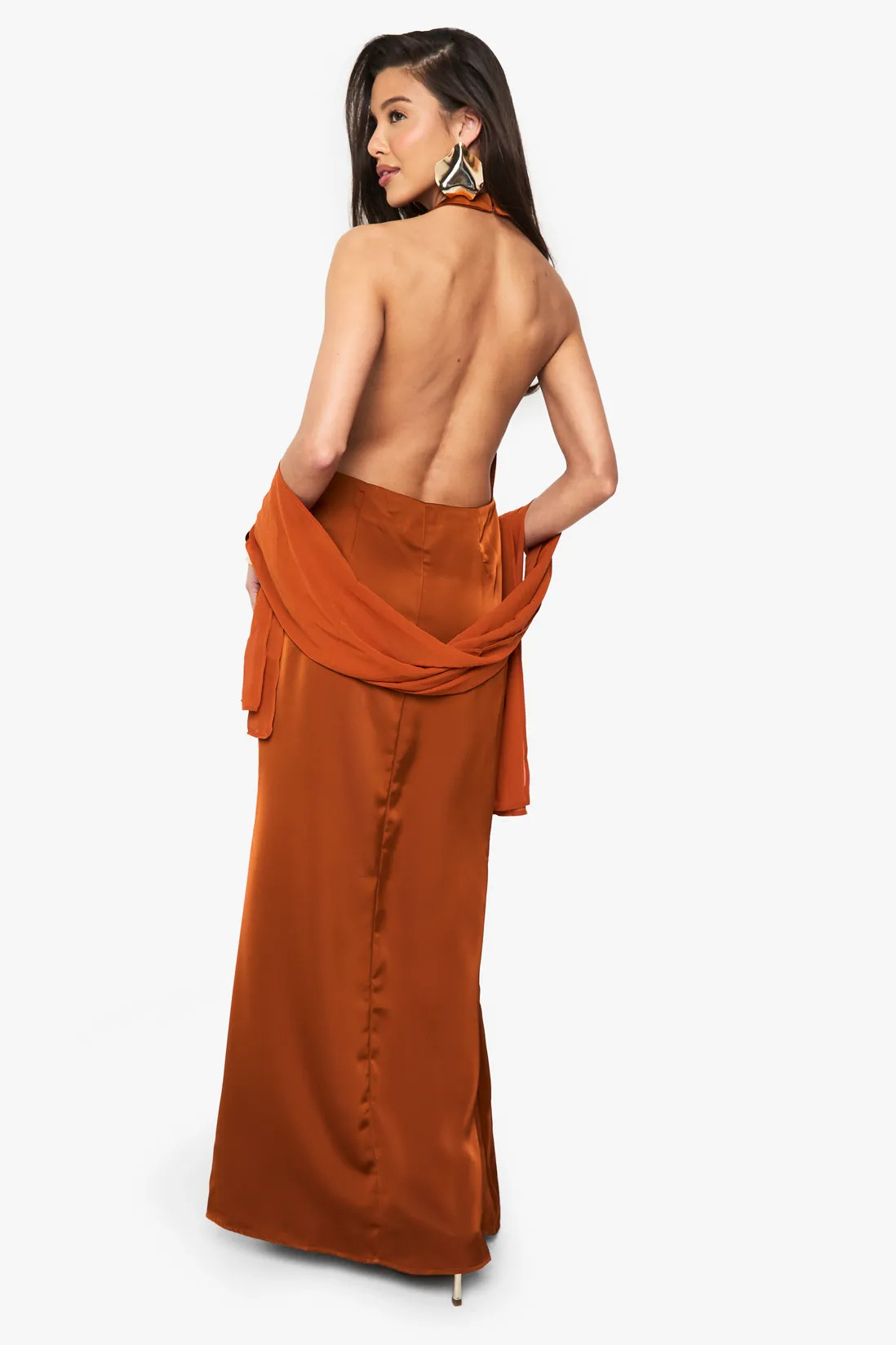 Satin Maxi Dress With Chiffon Scarf | Boohoo.com (UK & IE)
